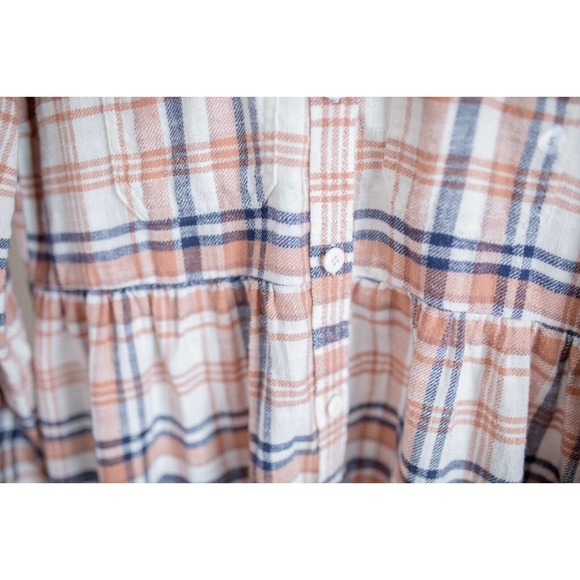 American Eagle NWOT Women’s Plaid Flannel Babydoll Shirt Dress Button-Down SZ S - Picture 7 of 9